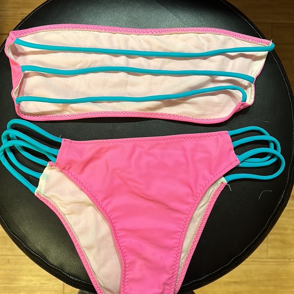Bianca Colette hot pink and electric blue neon bikini 🔥 sz Medium - Picture 2 of 3